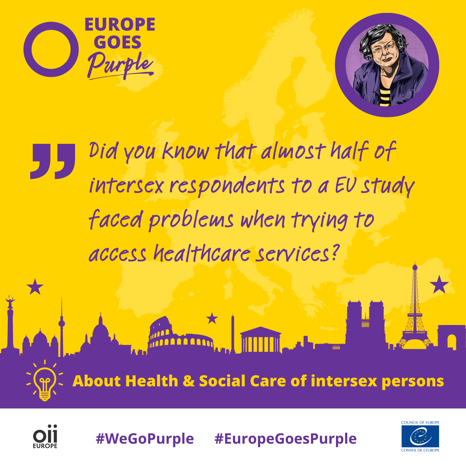 Quote: "Did you know that almost half of intersex respondents to a EU study faced problems when trying to access healthcare services?"