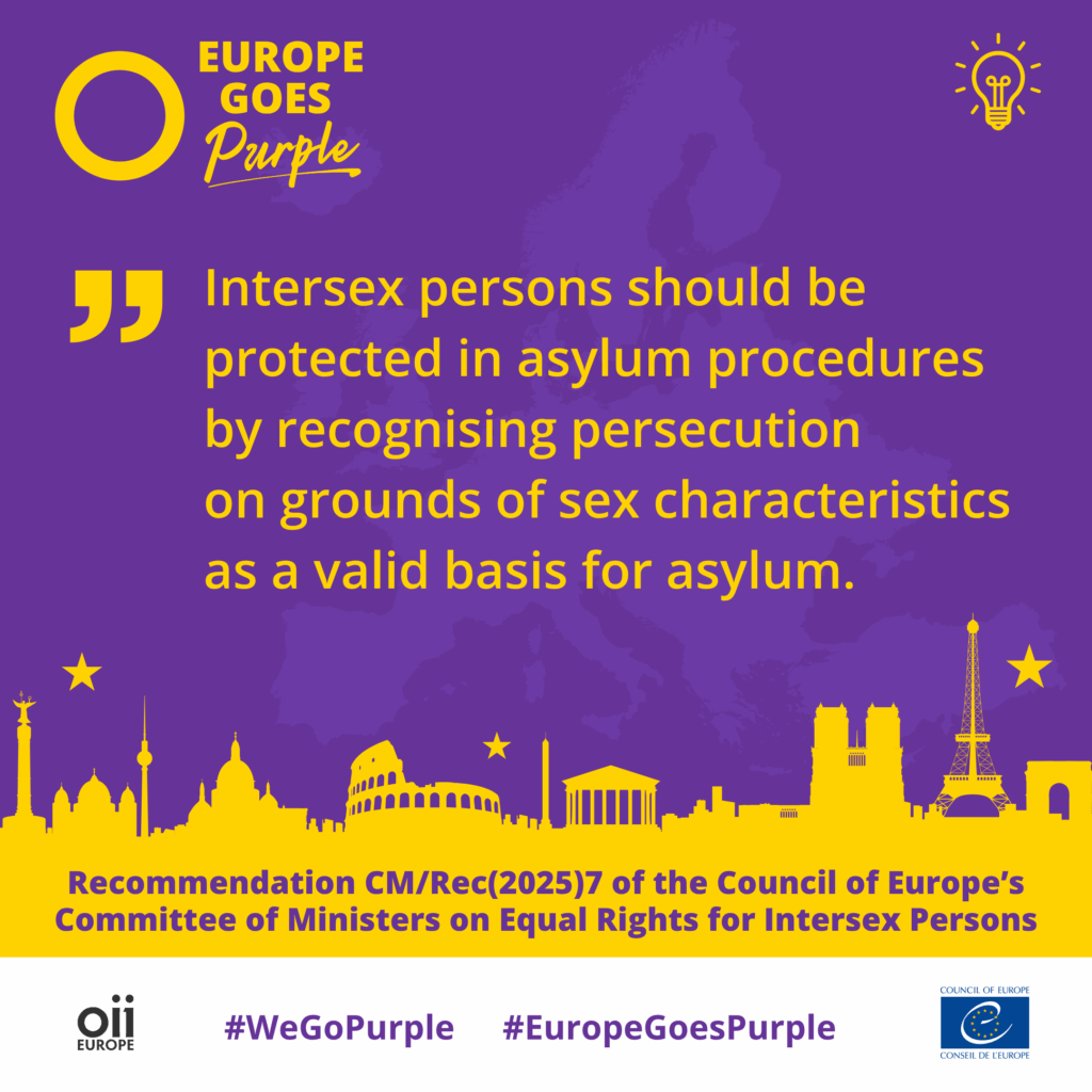 Intersex persons should be protected in asylum procedures by recognising persecution on grounds of sex characteristics as a valid basis for asylum